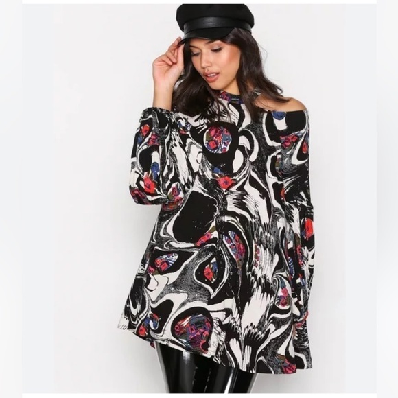 Free People Drift Away Cold Shoulder Tunic Top Multicolored - Picture 1 of 16